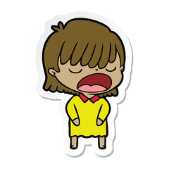 sticker of a cartoon woman talking loudly