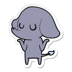 sticker of a cute cartoon elephant shrugging shoulders
