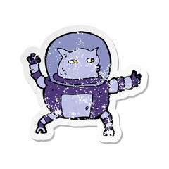 retro distressed sticker of a cartoon alien