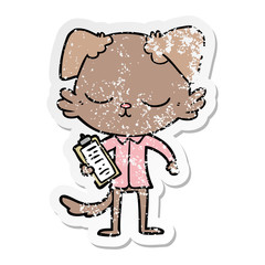 distressed sticker of a cute cartoon dog