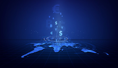 Money transfer. Global Currency. Stock Exchange. Stock vector illustration. - obrazy, fototapety, plakaty
