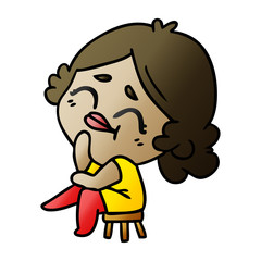 gradient cartoon of a kawaii woman