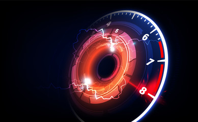 Speed motion background with fast speedometer car. Racing velocity background.