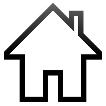 recommend clip art: Home symbol icon - black gradient outline, isolated - vector