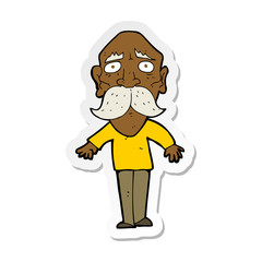 sticker of a cartoon sad old man