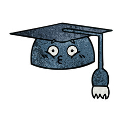 retro grunge texture cartoon graduation hat