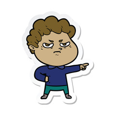 sticker of a cartoon angry man