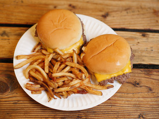 Cheeseburger and fries