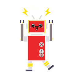 flat color retro cartoon robot