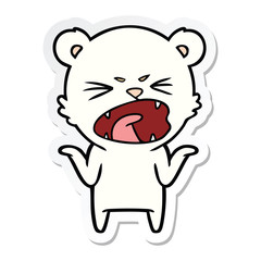 sticker of a angry cartoon polar bear