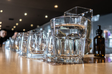 empty glasses for liquor and spirits