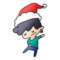christmas gradient cartoon of kawaii boy