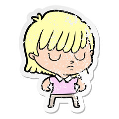 distressed sticker of a cartoon woman