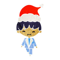 christmas retro cartoon of kawaii boy