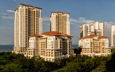 View of large residential apartment complex