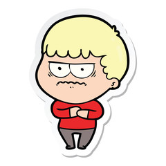 sticker of a cartoon annoyed man