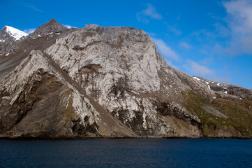 Fototapeta na wymiar Right Whale Bay South Georgia Islands, view of rugged coastline