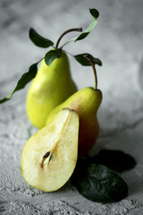 Pears on a concrete background