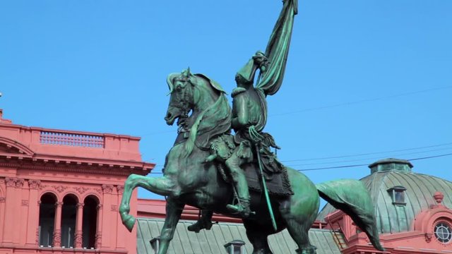 Statue of General Belgrano near the Casa Rosada in Buenos Aires in the capital of Argentina.