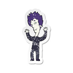 retro distressed sticker of a cartoon vampire man