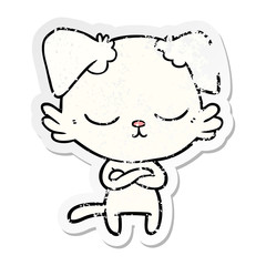distressed sticker of a cute cartoon dog
