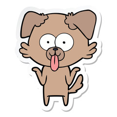 sticker of a cartoon dog with tongue sticking out