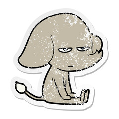 distressed sticker of a annoyed cartoon elephant