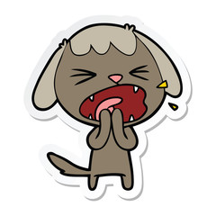 sticker of a cute cartoon dog barking