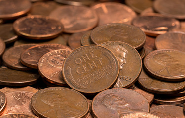 stacks and pile of pennies