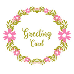 Vector illustration artwork pink wreath frame for greeting card