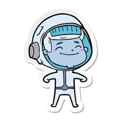 sticker of a happy cartoon astronaut