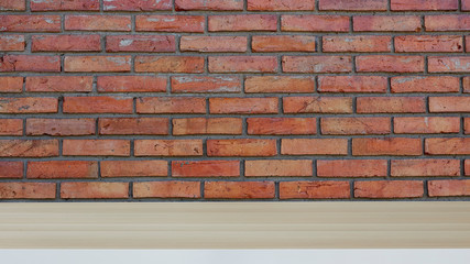 Red brick wall and wood texture for background