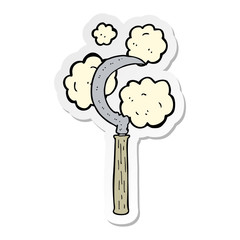 sticker of a cartoon sickle
