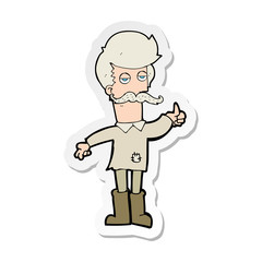 Fototapeta premium sticker of a cartoon old man in poor clothes