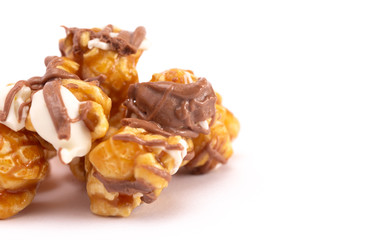 Pile of Zebra Striped Popcorn on a White Background