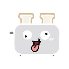flat color retro cartoon of a toaster