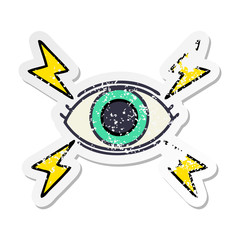 distressed sticker of a cute cartoon mystic eye