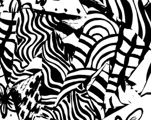 Brush grunge pattern. White and black vector.