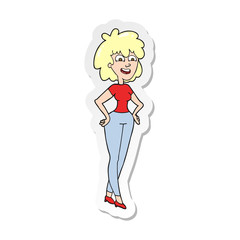 sticker of a cartoon surprised woman