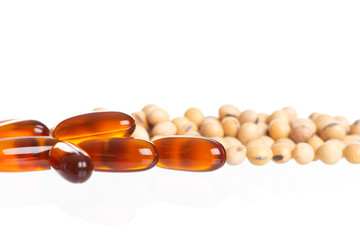 Lecithin gel pills capsule isolated on white