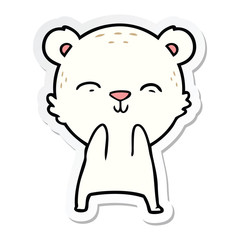 sticker of a happy cartoon polar bear