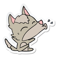 sticker of a howling wolf cartoon