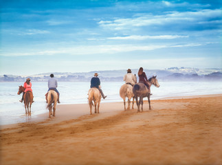 Horse riding on beach, Apollo Bay, Great Ocean Road, Victoria, Australia
