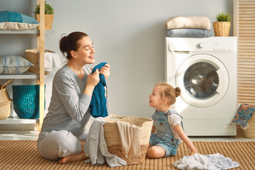 family doing laundry