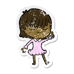 distressed sticker of a cartoon woman