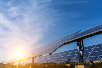 Obraz premium Solar panel, alternative electricity source - concept of sustainable resources, And this is a new system that can generate electricity more than the original, This's the sun tracking systems