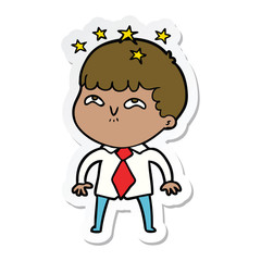 sticker of a cartoon amazed boy