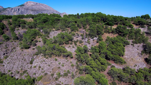 Landscape of mountains. Malaga. Andalusia. Spain. Drone Photo