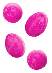 Obraz na płótnie Canvas colored purple easter eggs isolated on white background