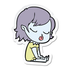 sticker of a cute cartoon vampire girl
